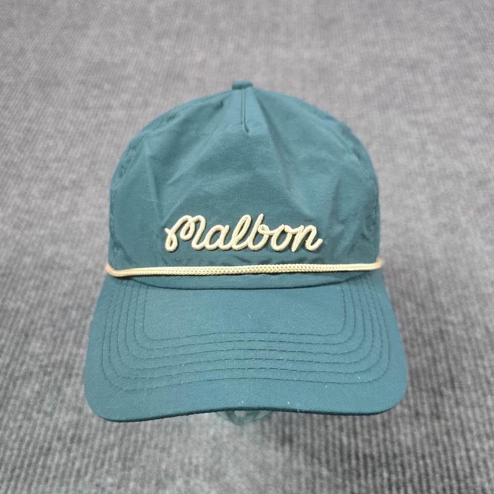 Malbon Hat Cap Strap Back One Size Green Rope Health Seekers Golf Script Mens